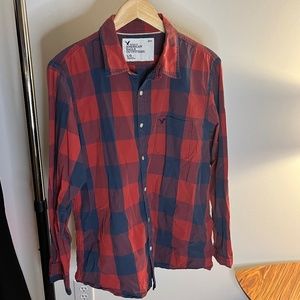 American Eagle Plaid Cotton Button Down Long Sleeve Large